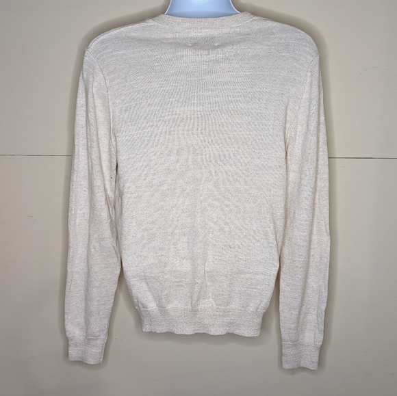 Lucky Brand V Neck Sweater Cream Color Lightweight - Picture 3 of 6